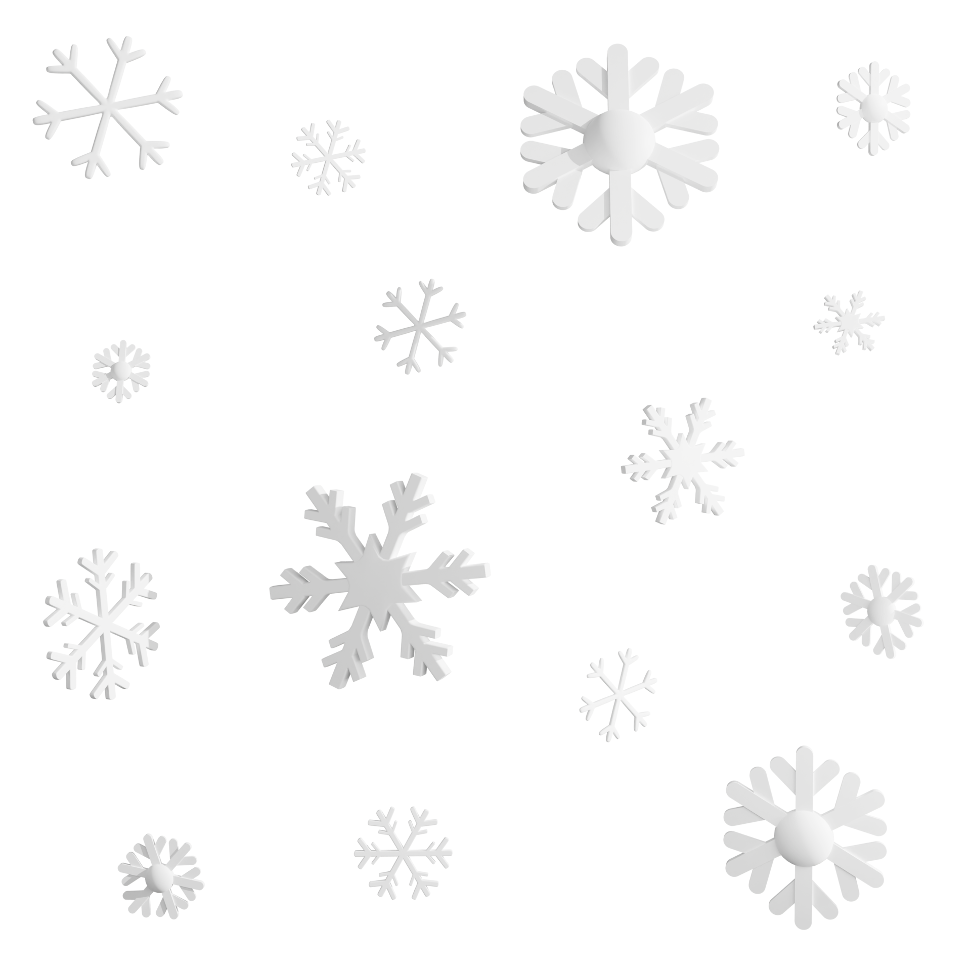 White snowflakes falling clipart flat design icon isolated on
