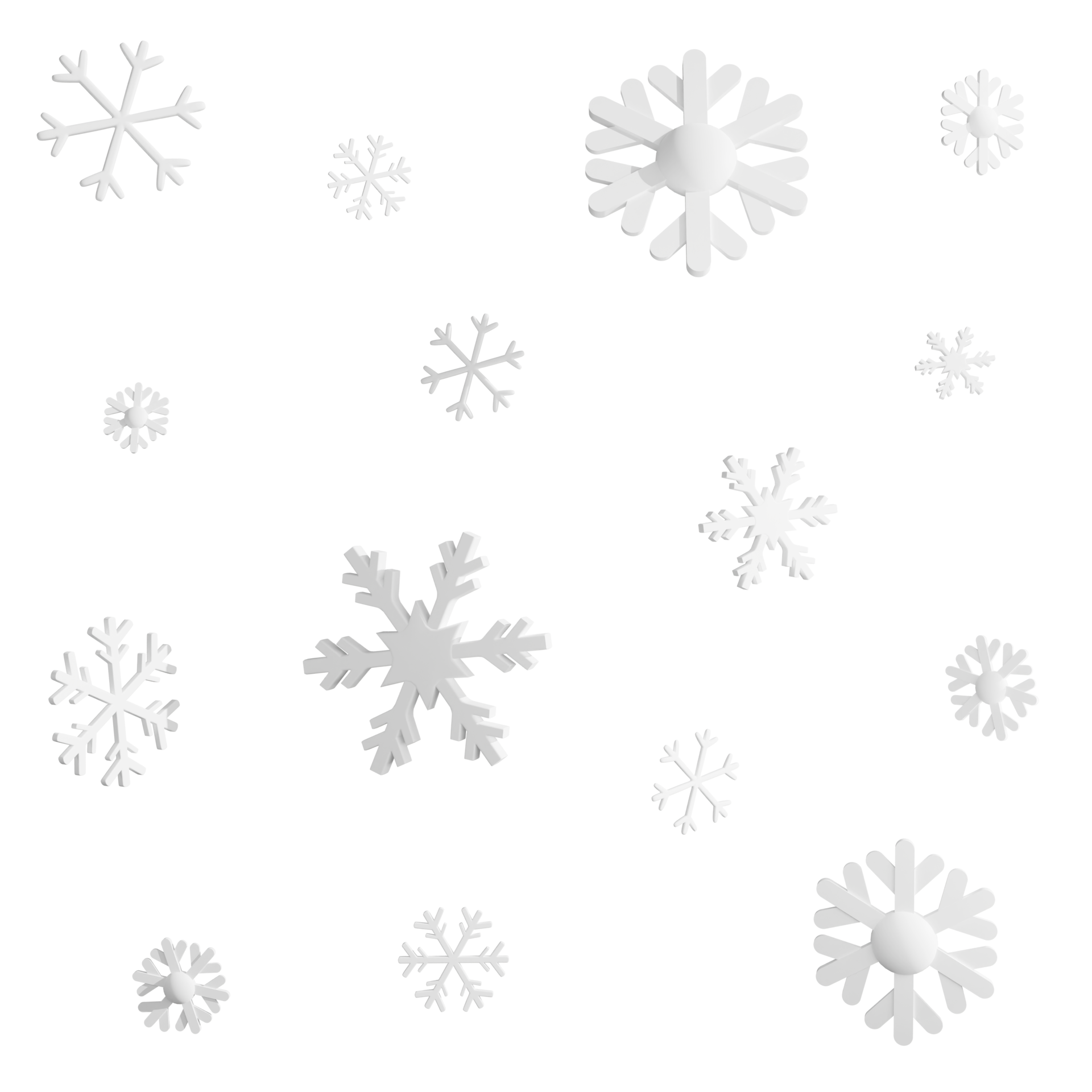 White snowflakes falling clipart flat design icon isolated on