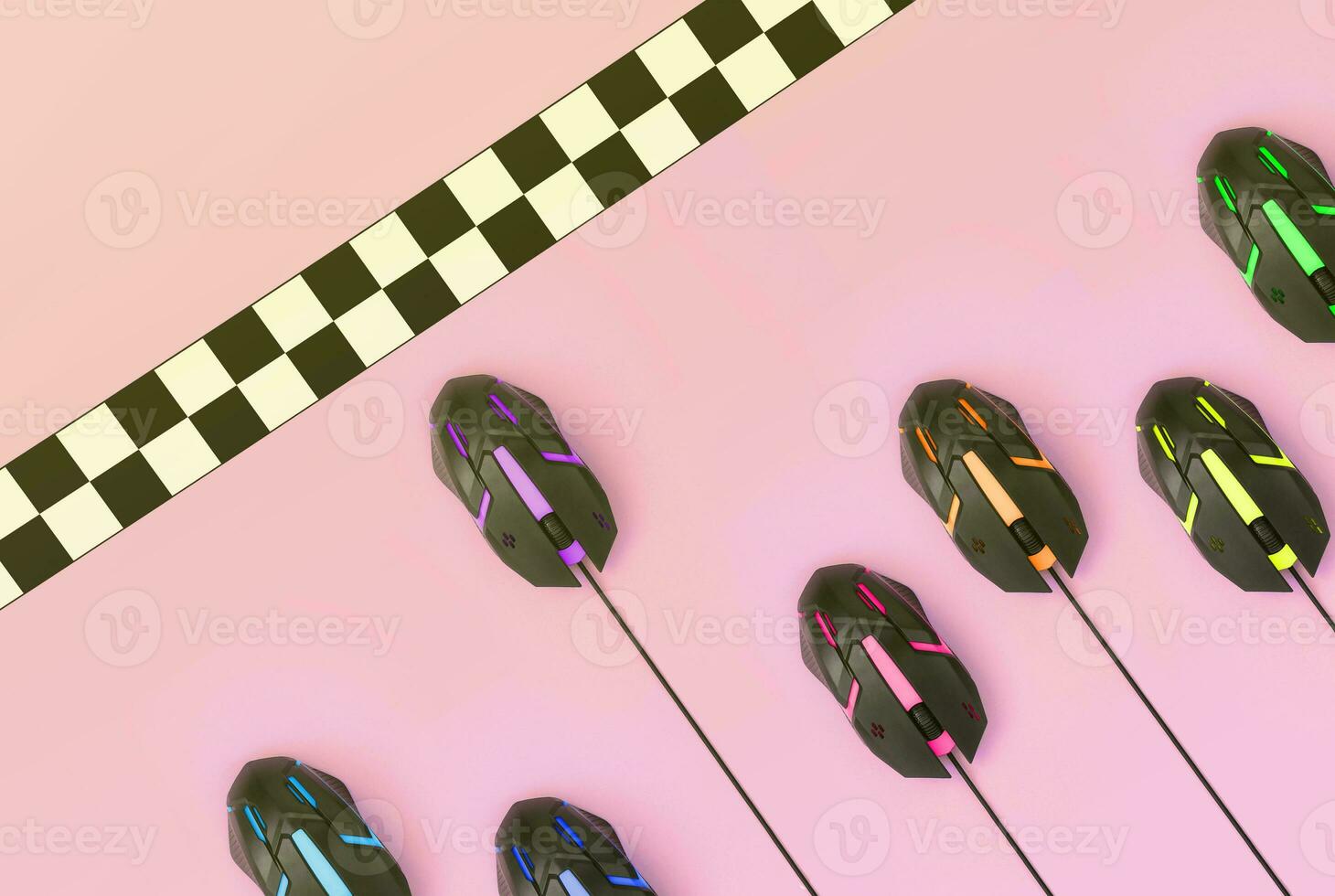 Sport race among computer mouses cross finish line photo