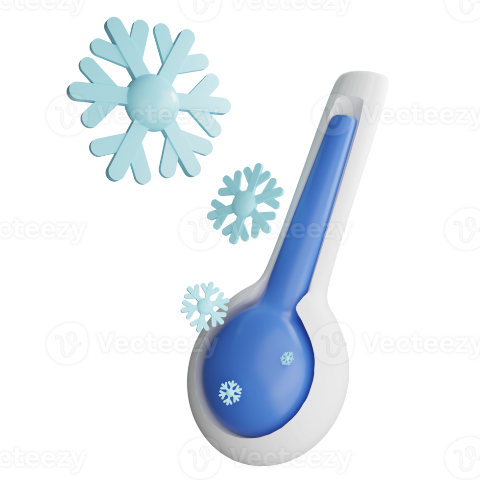 Cold temperature clipart flat design icon isolated on transparent background, 3D render Christmas and winter concept png