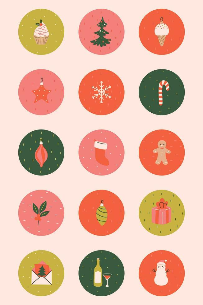 Navidad de colores círculos con varios items.vector gráficos. vector