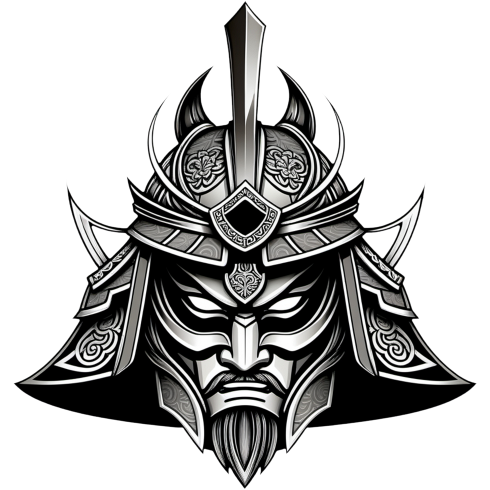 Samurai warrior war helm shirt design. AI Generative png