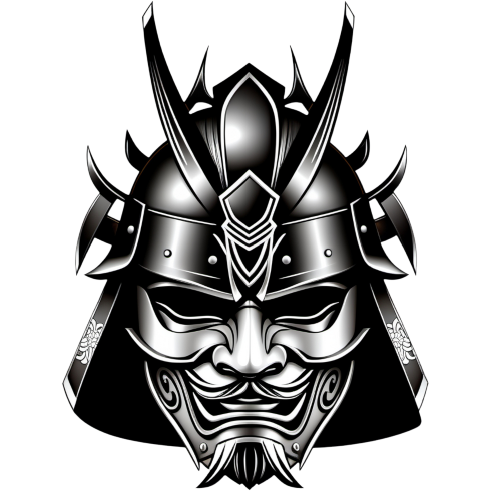 Samurai war mask shirt design. AI Generative png