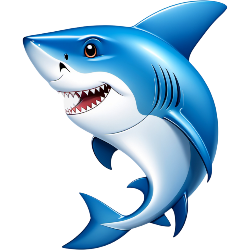Cute cartoon blue shark. AI Generative png