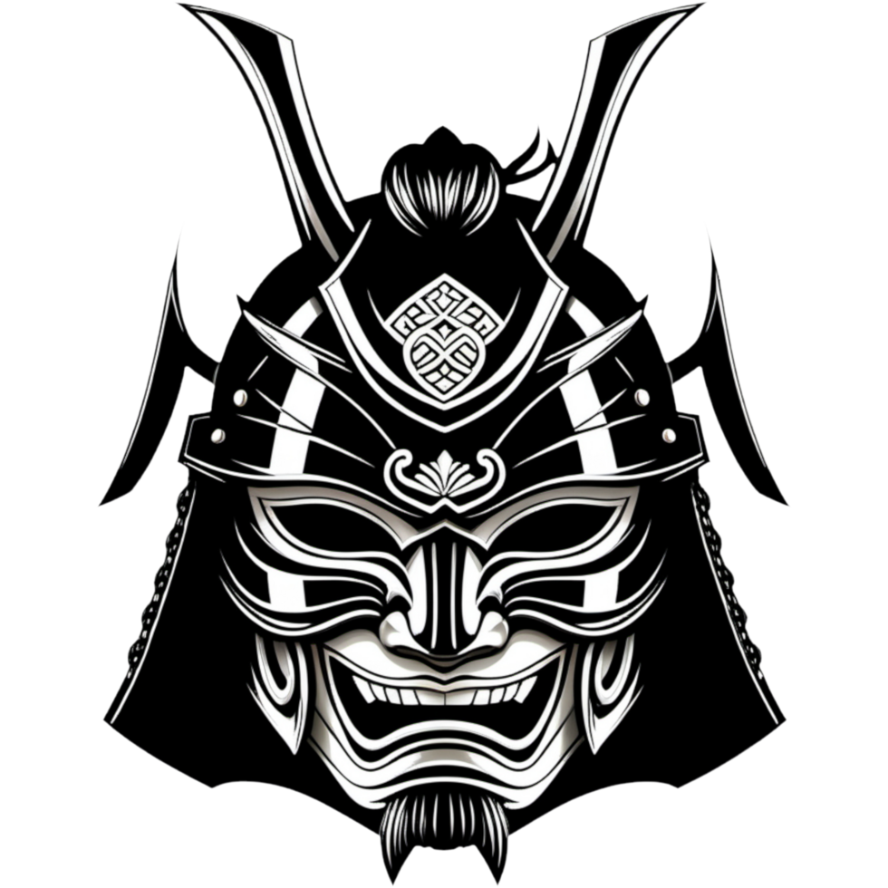 Samurai war mask shirt design. AI Generative png