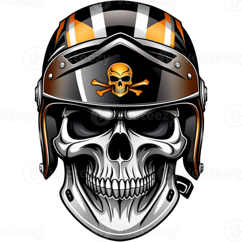 Biker skull with helmet moto shirt design. AI Generative png