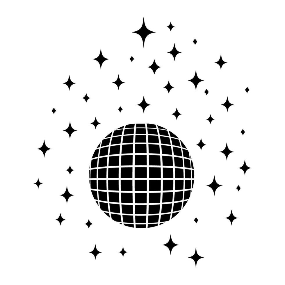 Disco ball and stars icon symbol. Vector illustration