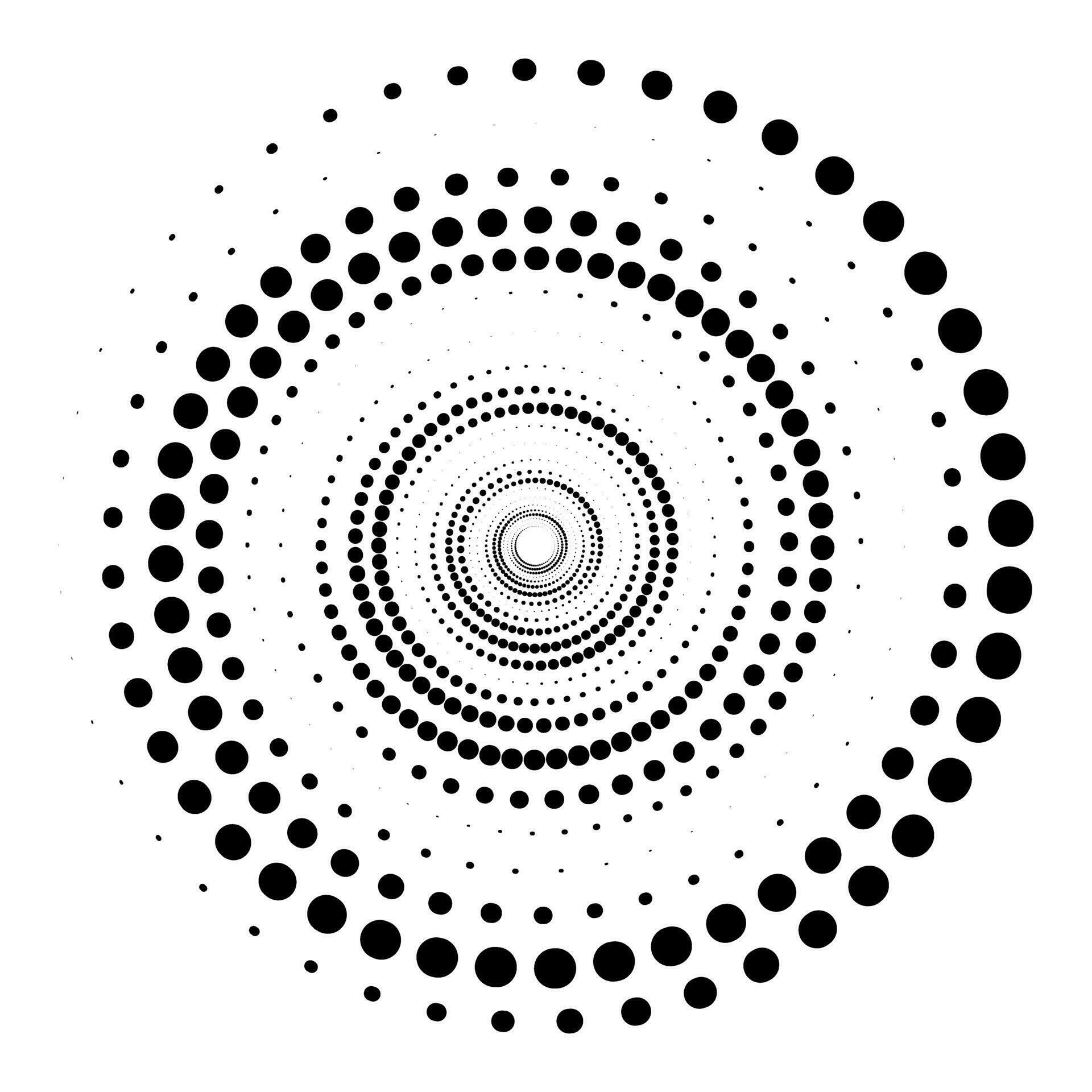 Abstract Dotted Vortex spiral logo. Spinning Circle shape. Vector