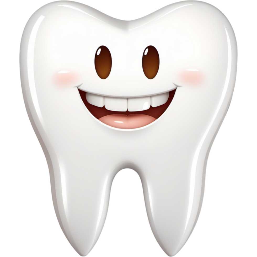 Smile cartoon tooth. AI Generative png