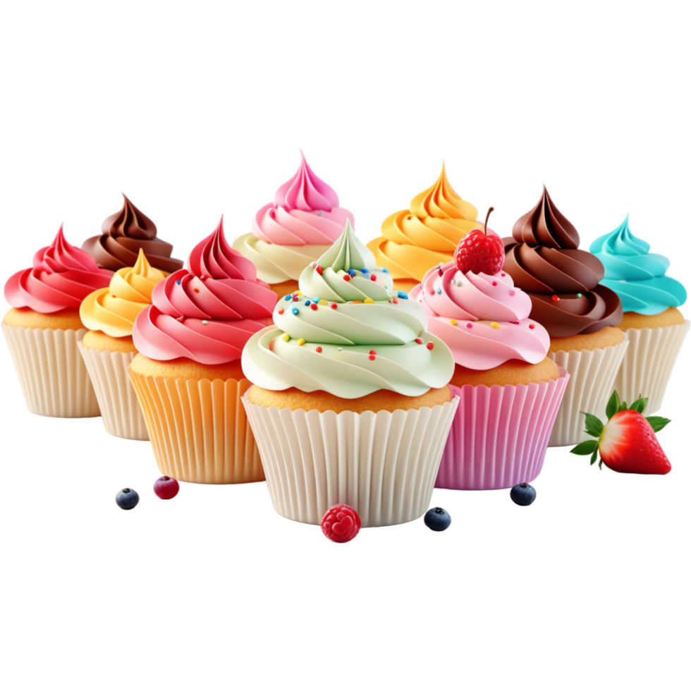 Colorful delicious cupcakes. AI Generative png