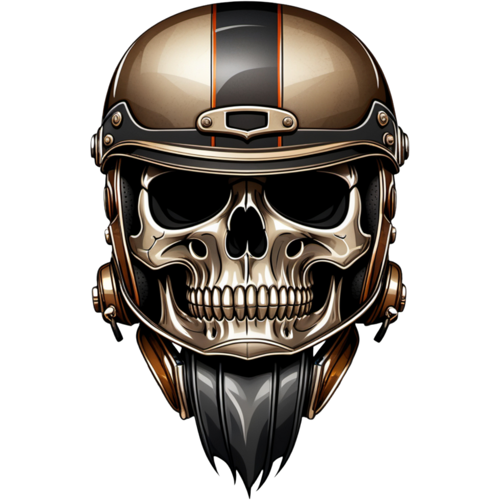 Realistic vintage skull with helmet shirt design. AI Generative png