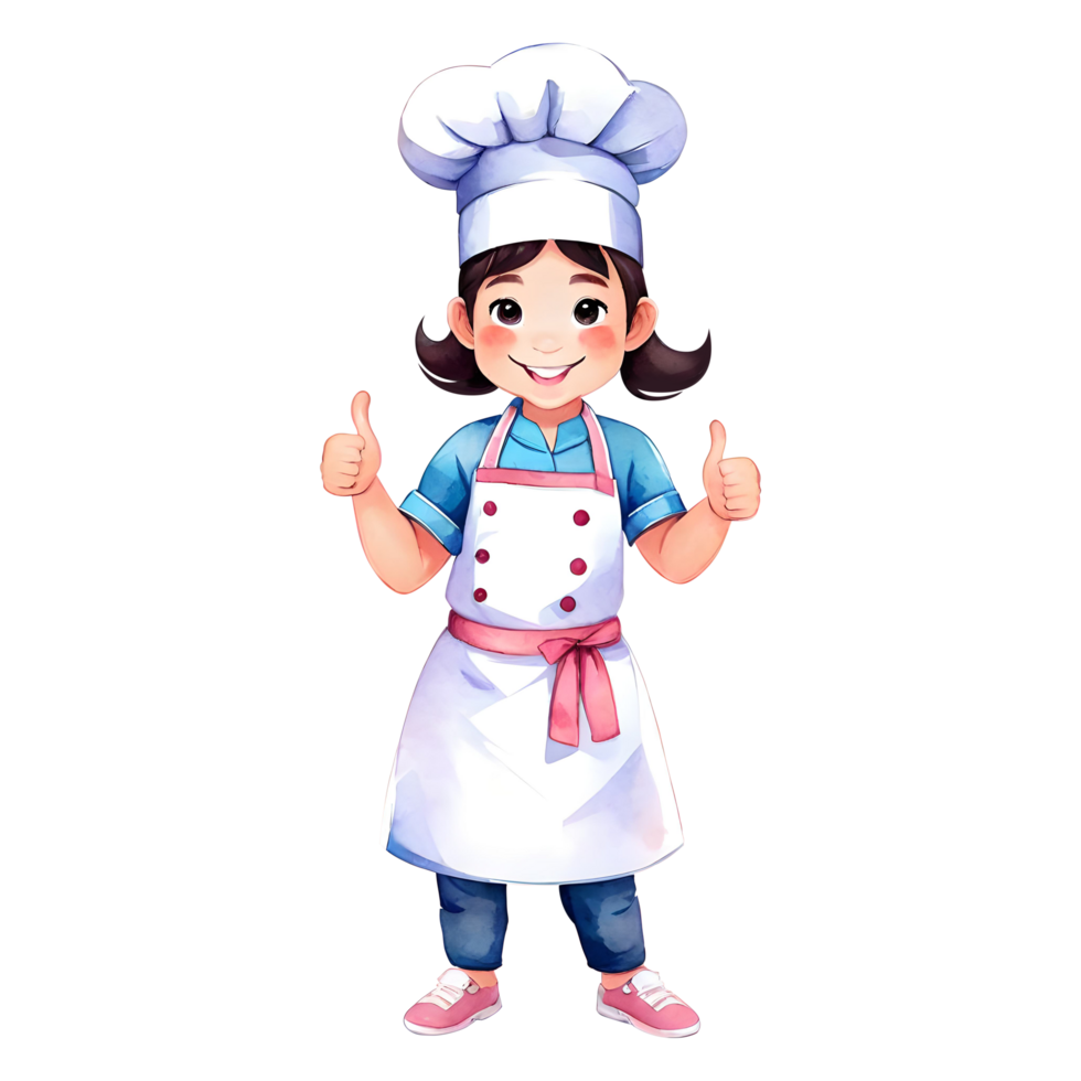 Cute Adorable Little Chef Posing Happily With A Thumbs Up Gesture Isolated Transparent Clipart png
