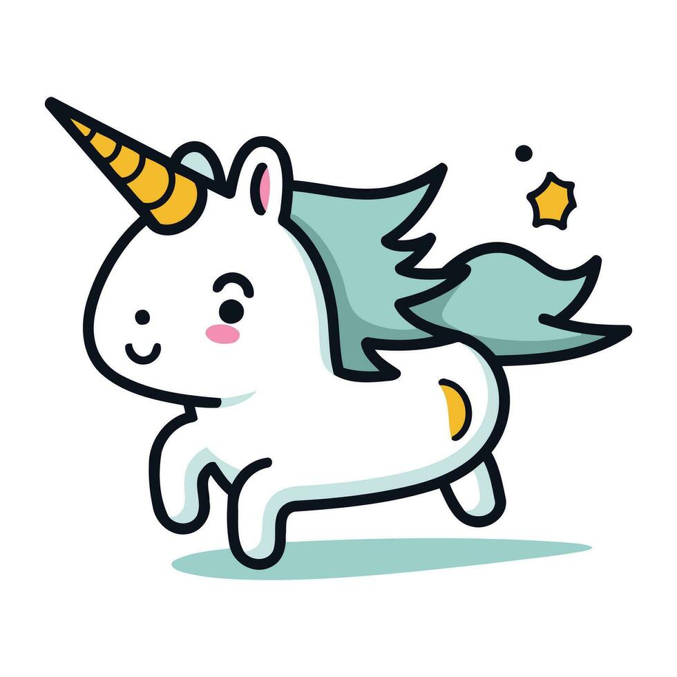 Cute cartoon unicorn. Vector illustration isolated on a white background.