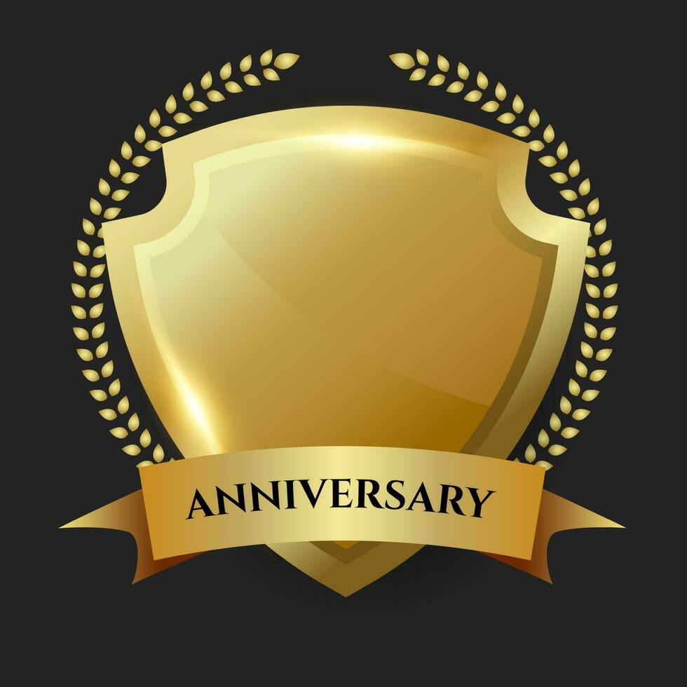 Golden anniversary celebration shield vector