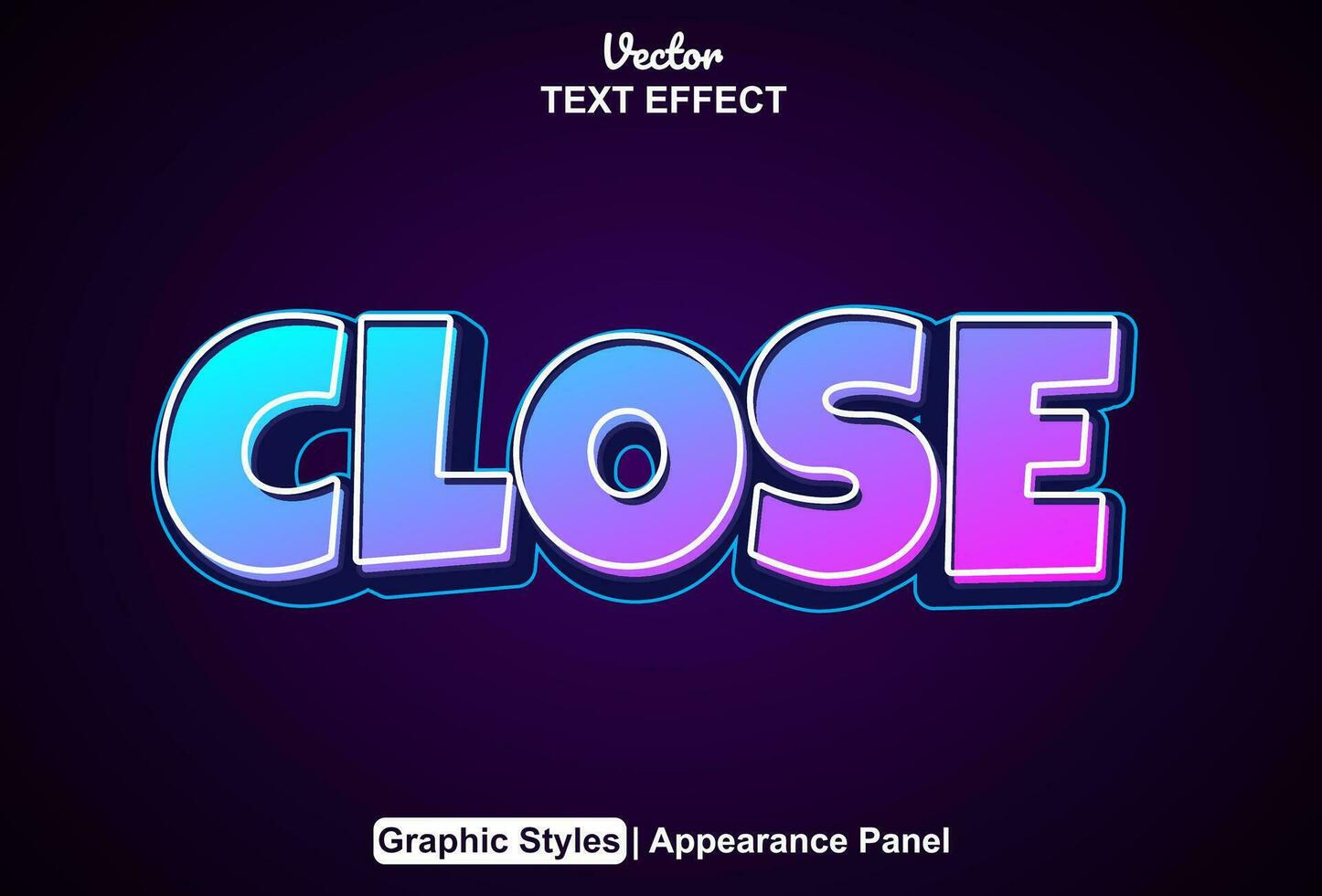 Close text effect with blue graphic style and editable. vector