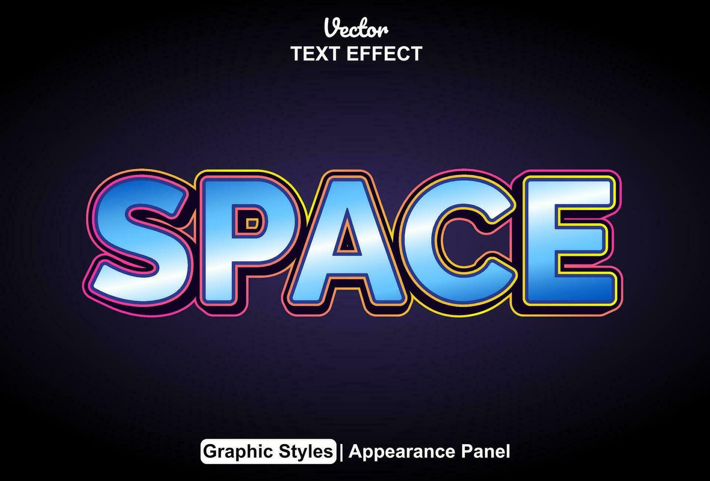 space text effect in a futuristic blue style and can be edited vector