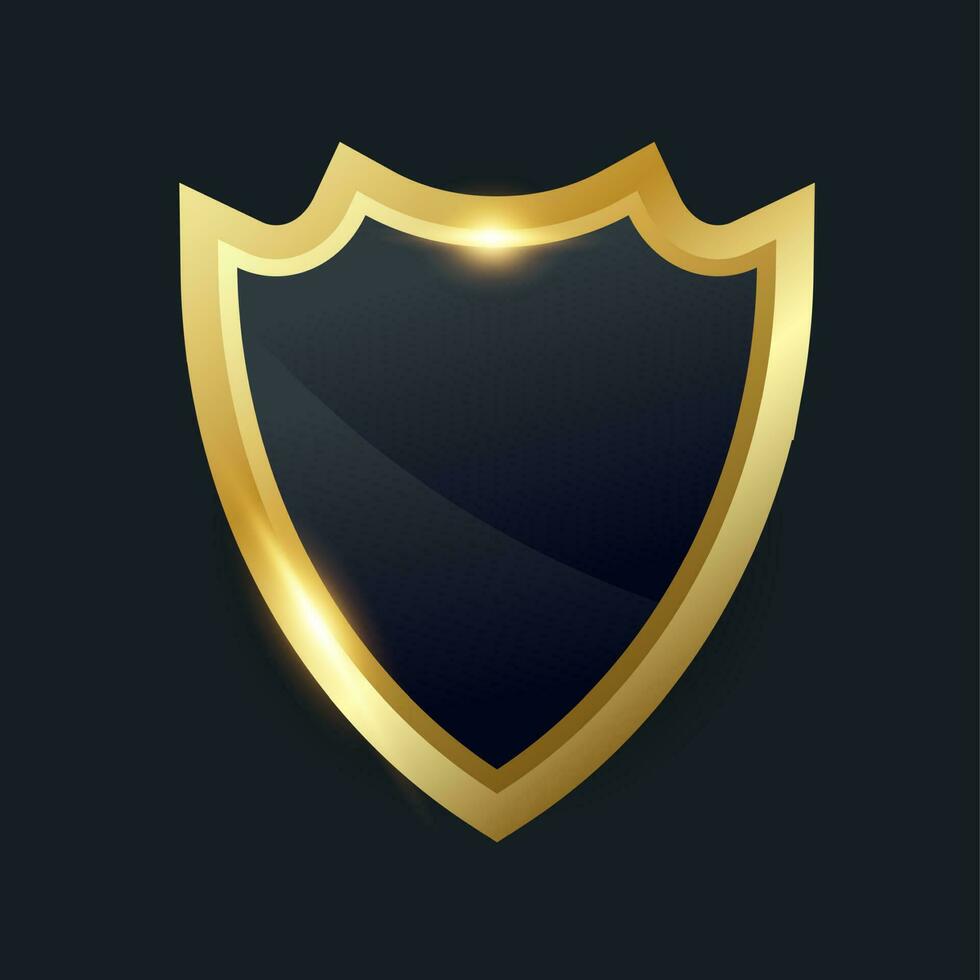 Black shield with golden frame, Vector luxury design element