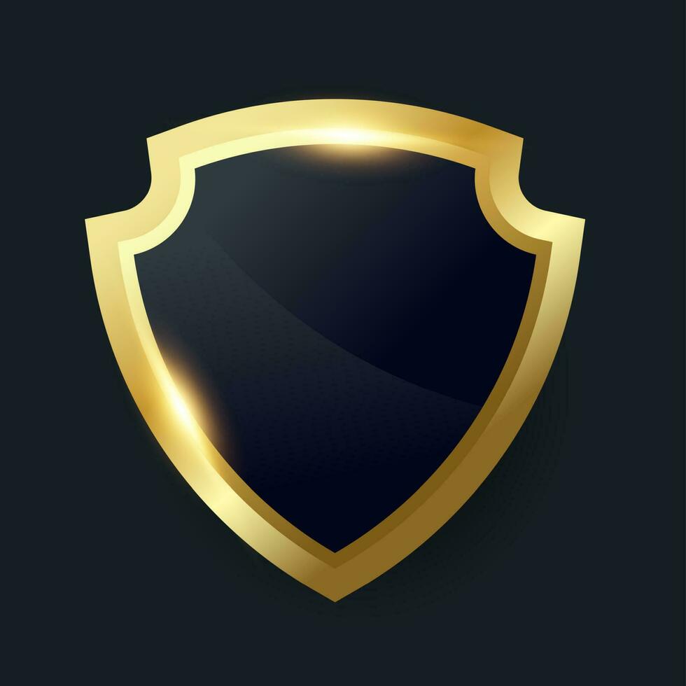 Black shield with golden frame, Vector luxury design element