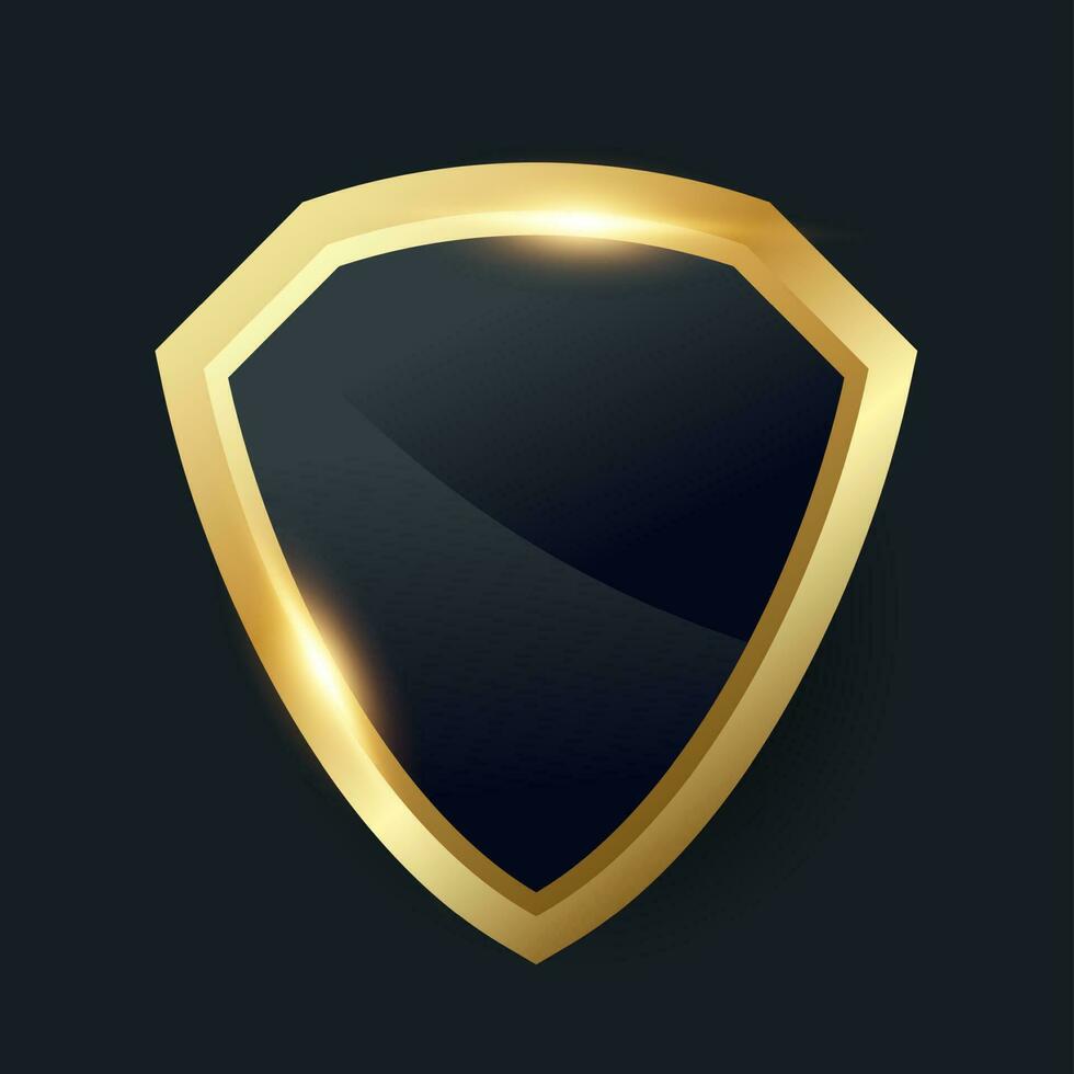 Black shield with golden frame, Vector luxury design element