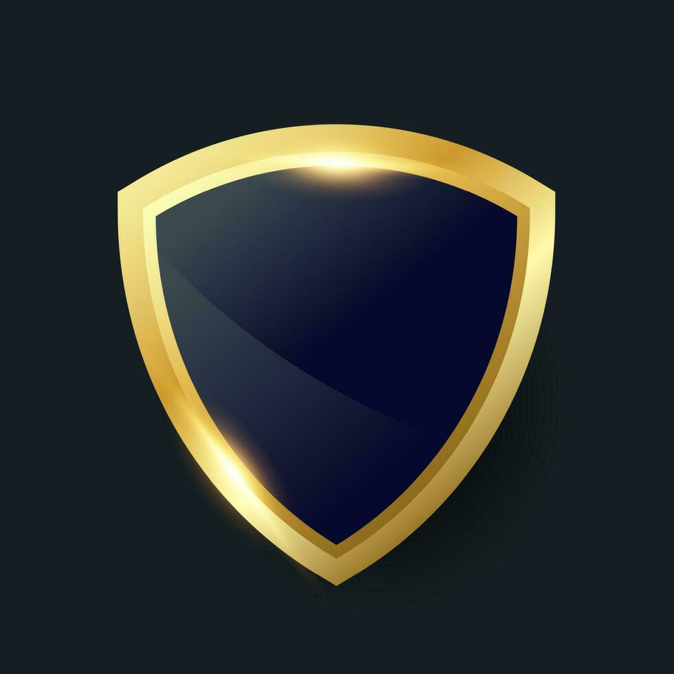 Black shield with golden frame, Vector luxury design element