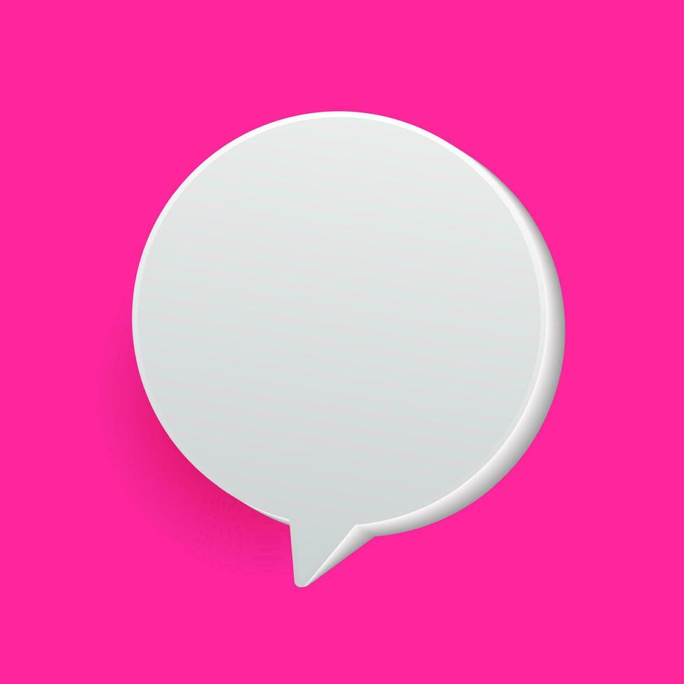 3D White blank speech bubble icons, isolated on pink background. Vector illustration.