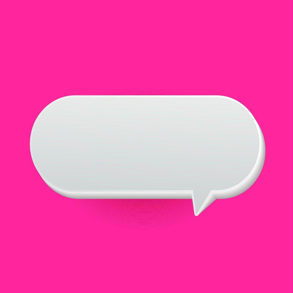 3D White blank speech bubble icons, isolated on pink background. Vector illustration.