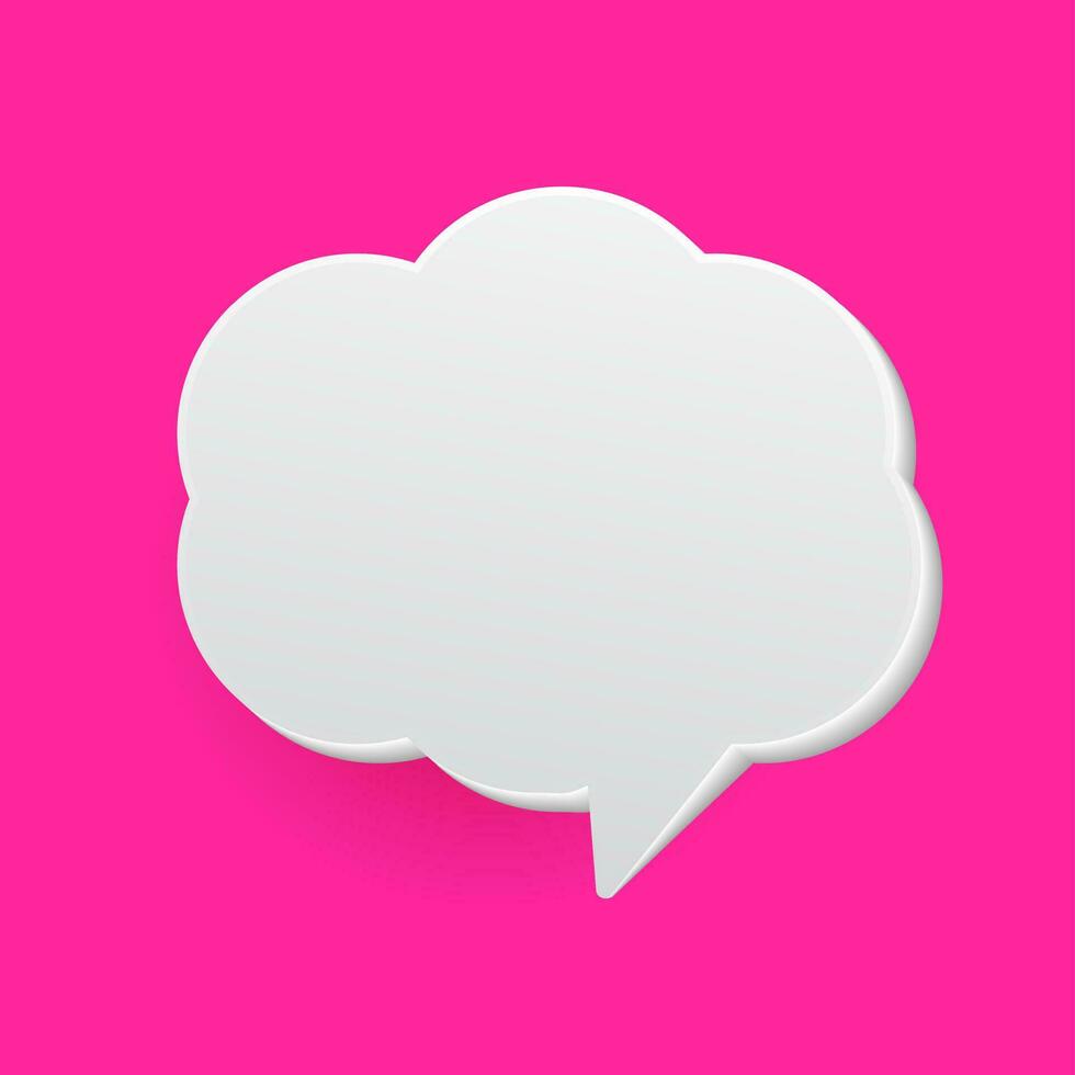 3D White blank speech bubble icons, isolated on pink background. Vector illustration.