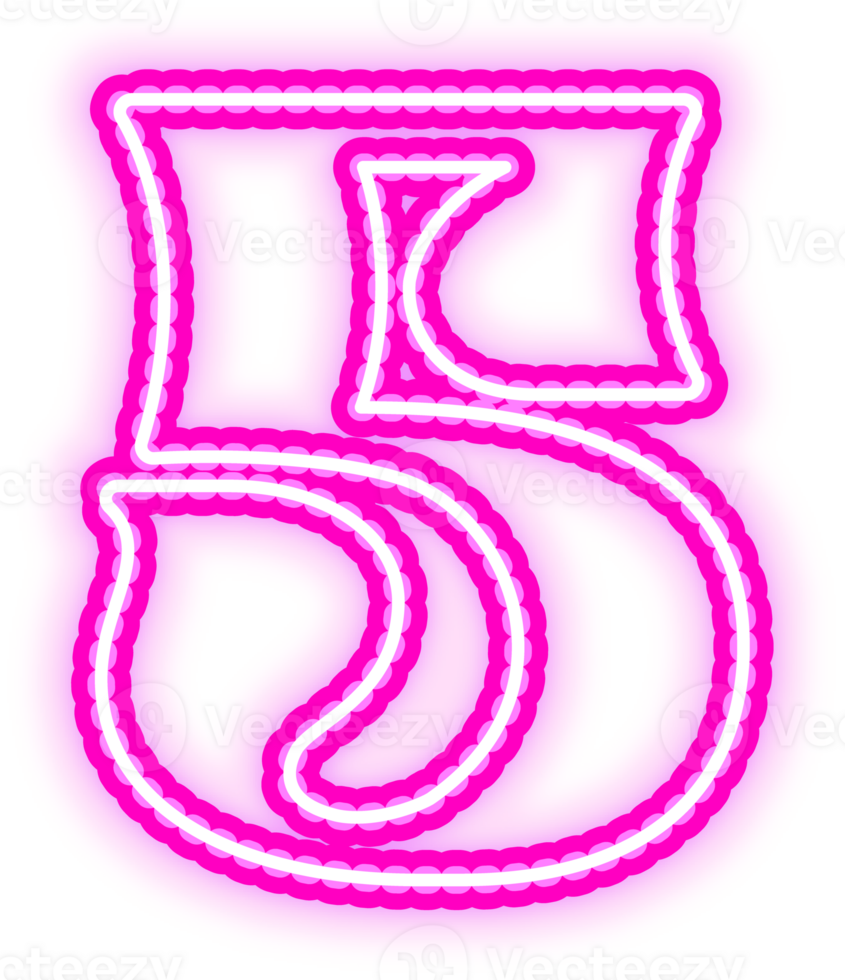 Pink Neon Number 5 png