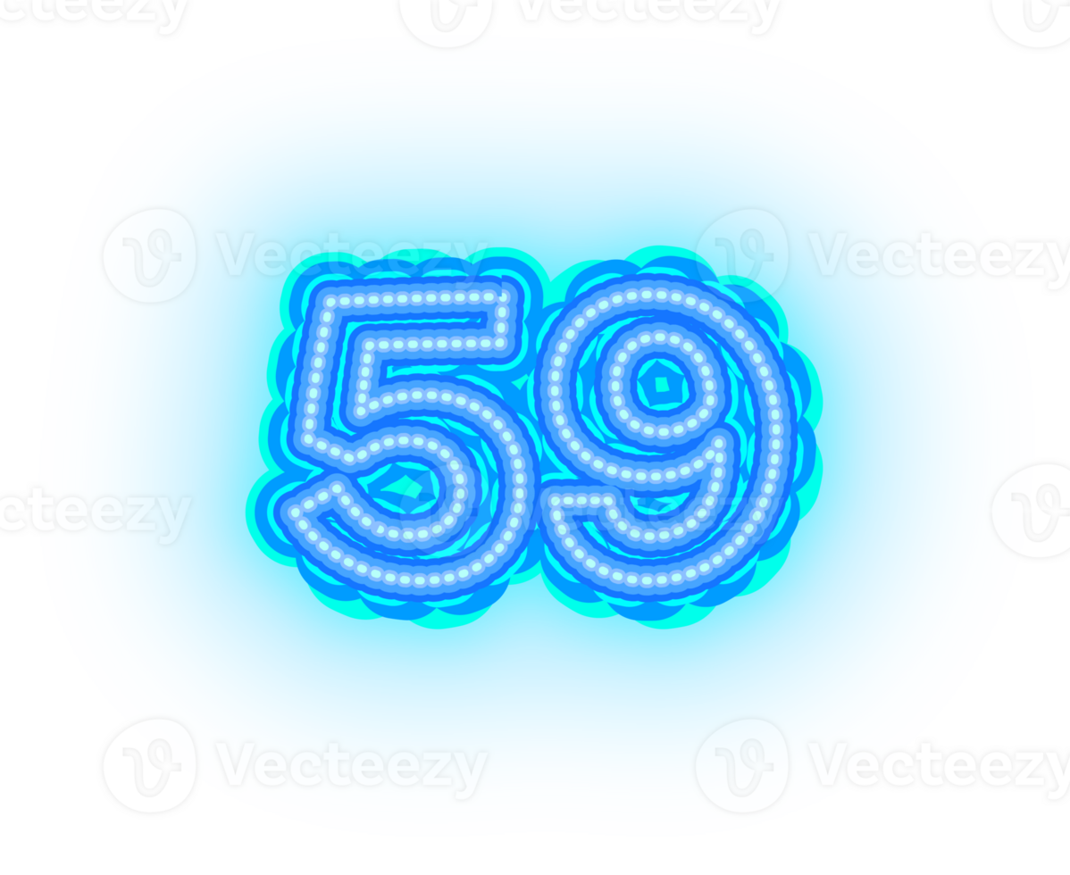 Blue Neon Number 59 png