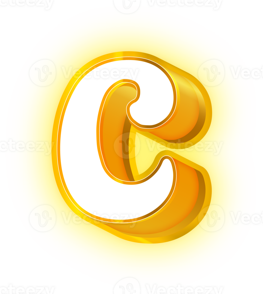 Gold Neon Alphabet Letters and Symbols png
