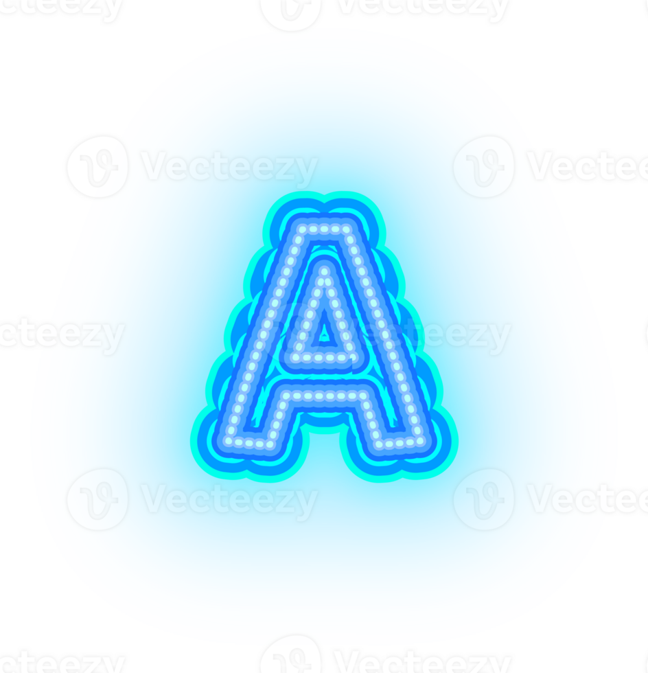 Blue Neon Alphabet Letters png