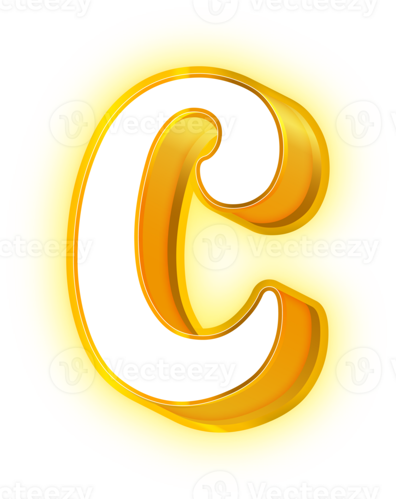 Gold Neon Letters C Logo png