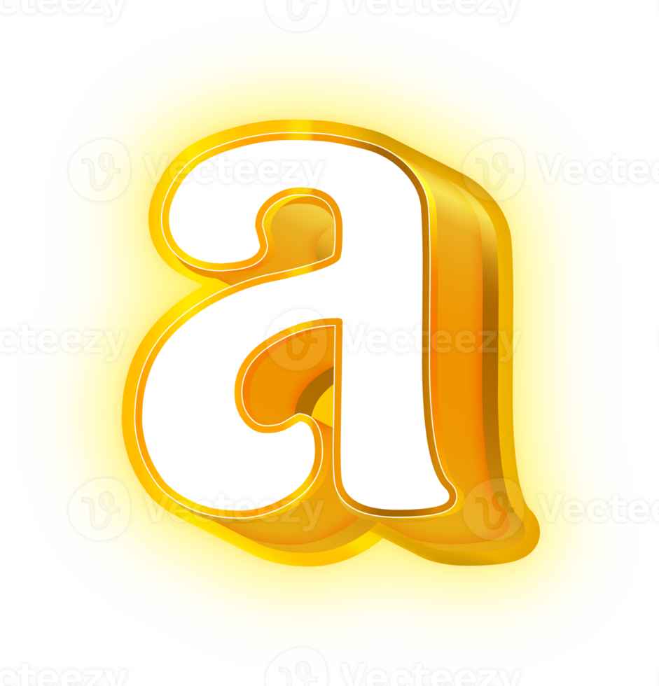 Gold Neon Alphabet Letters and Symbols png
