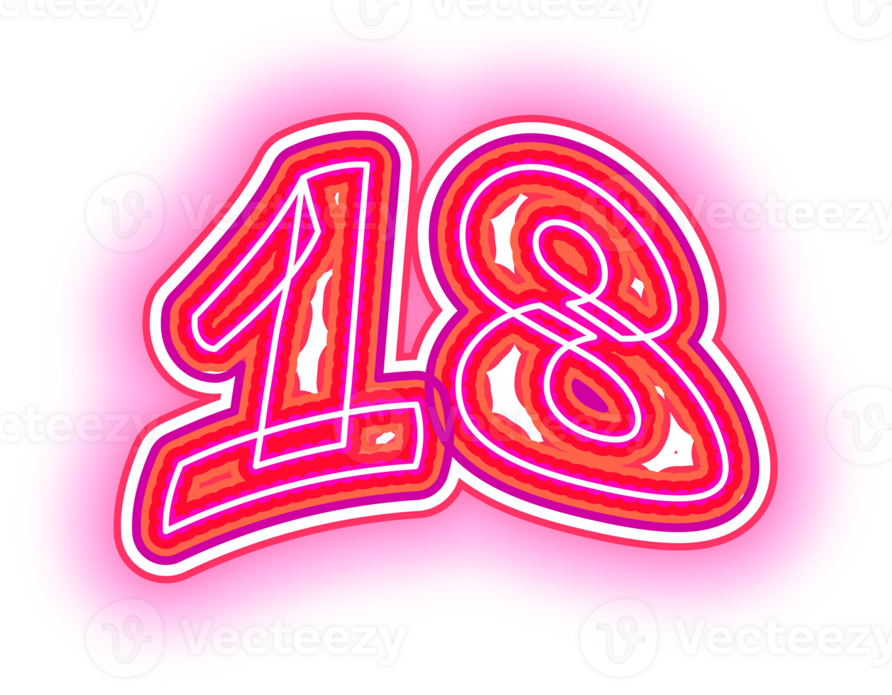 Pink Neon Number 18 png