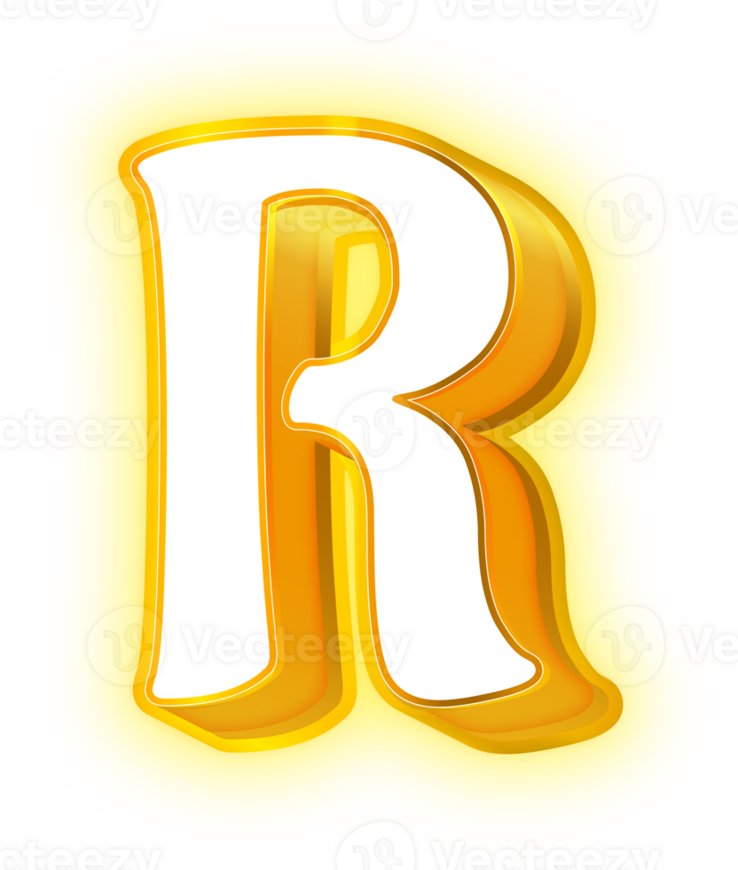 Gold Neon Letters R Logo png