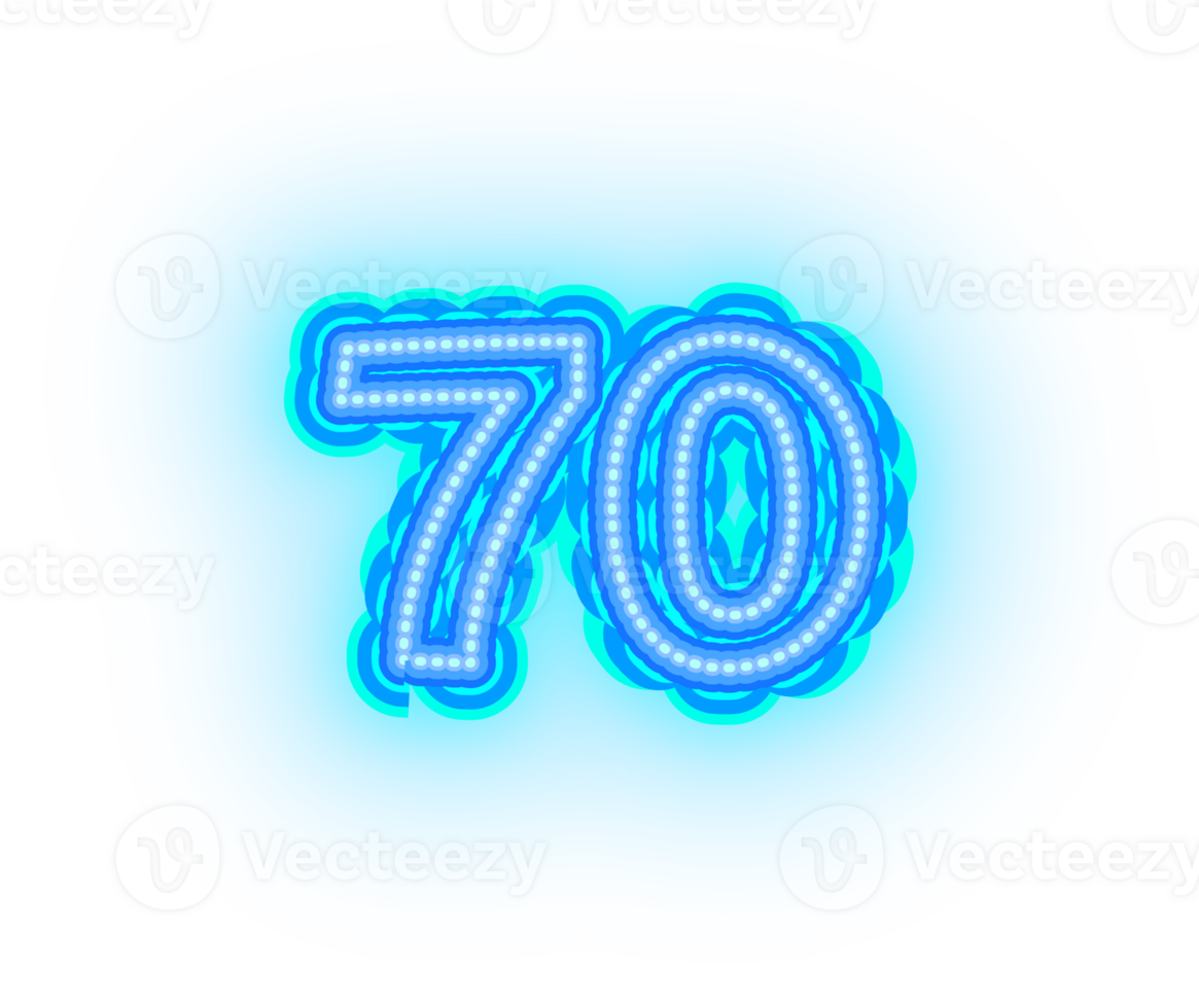 Blue Neon Numbers and Symbols png