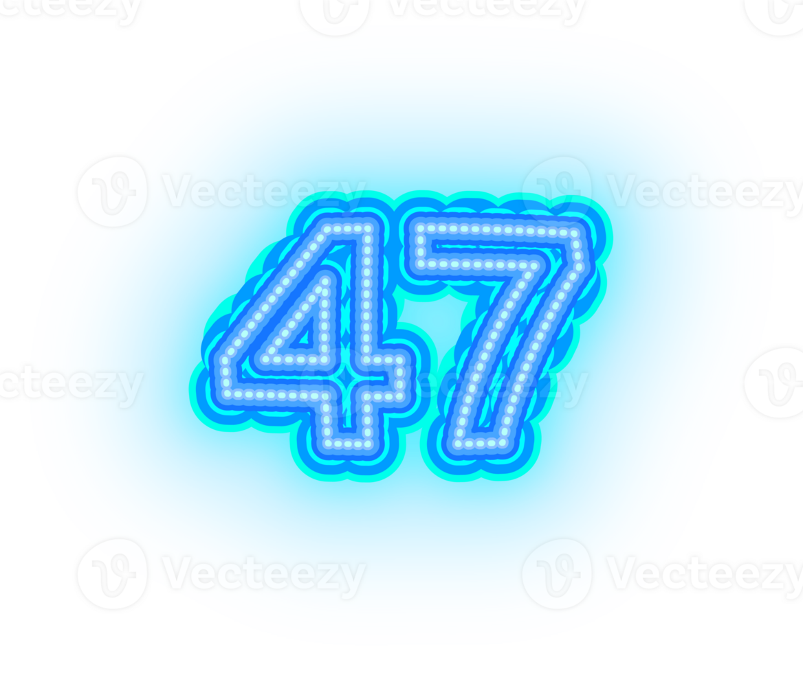 Blue Neon Numbers and Symbols png