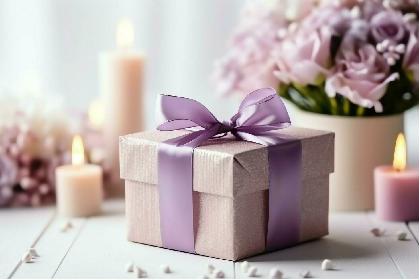 Colorful gift boxes present with ribbon and bow. For birthday, christmas gift or valentine occasions concept by AI Generated photo