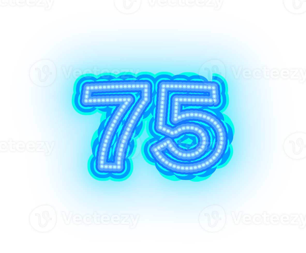 Blue Neon Numbers and Symbols png