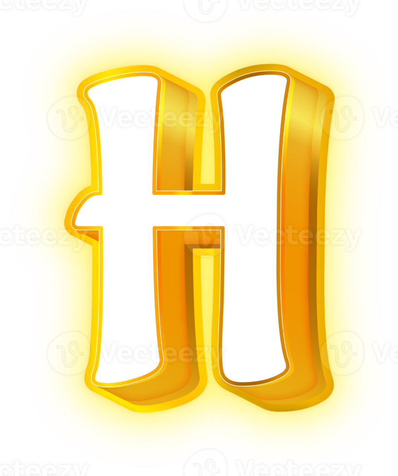 Gold Neon Letters H Logo png