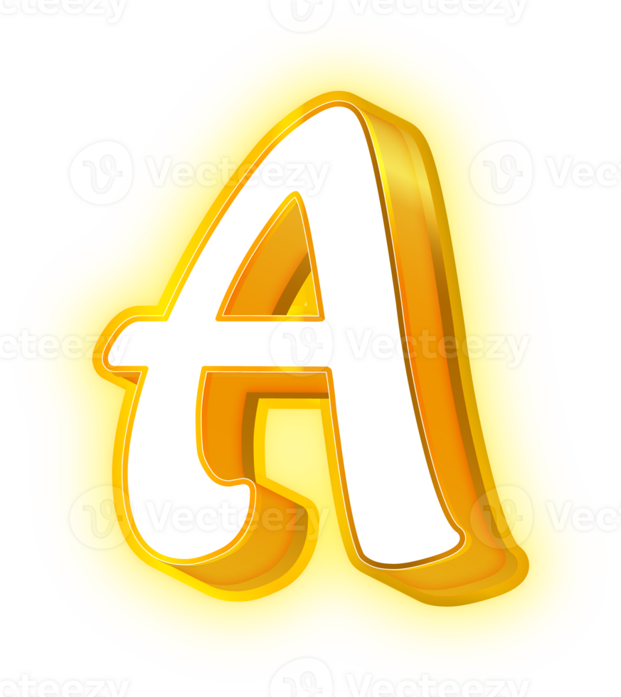 Gold Neon Letters A Logo png