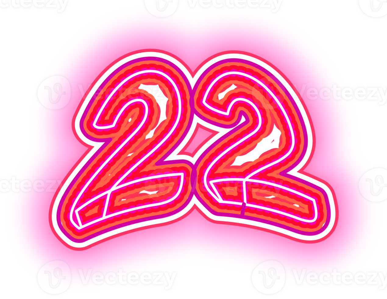 Pink Neon Number 22 png