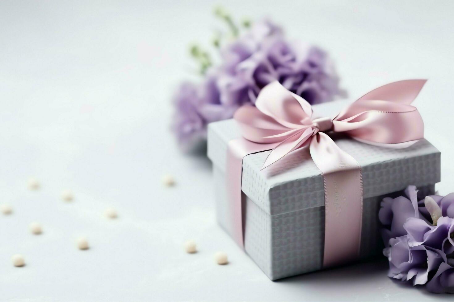 Colorful gift boxes present with ribbon and bow. For birthday, christmas gift or valentine occasions concept by AI Generated photo