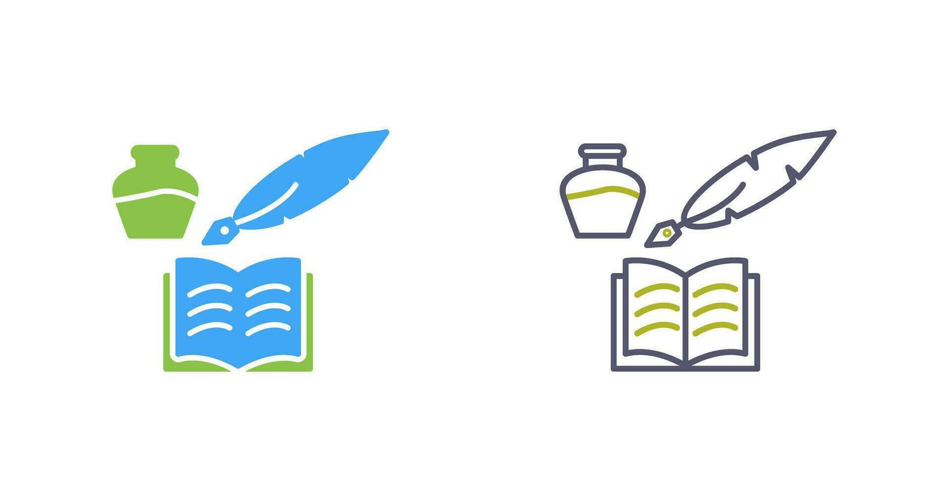 Unique Quill and Book Vector Icon