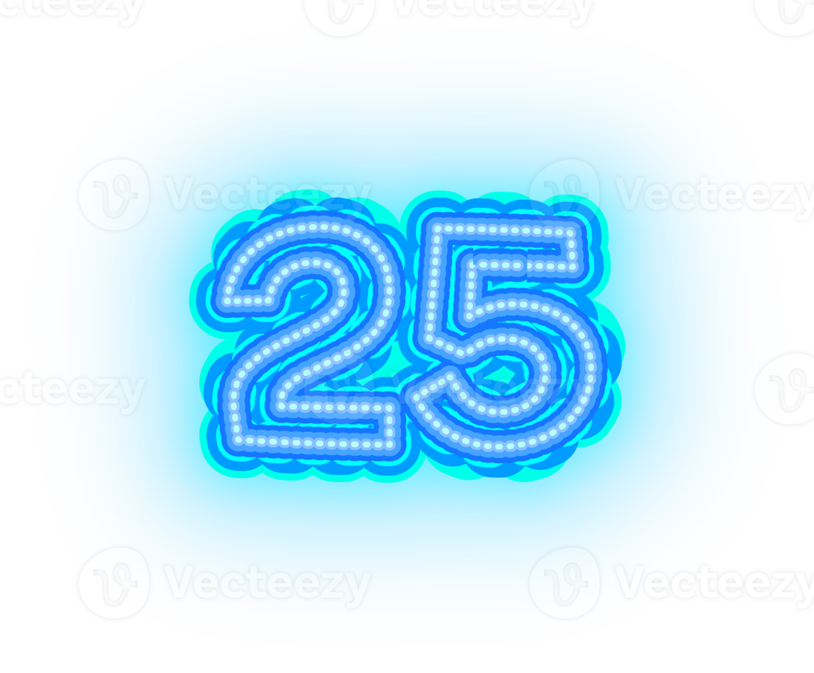 Blue Neon Number 25 png