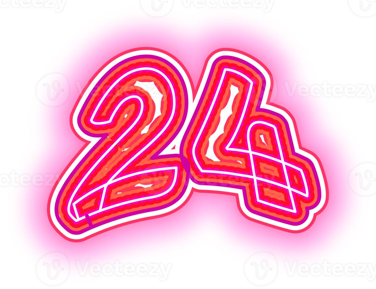 Pink Neon Number 24 png