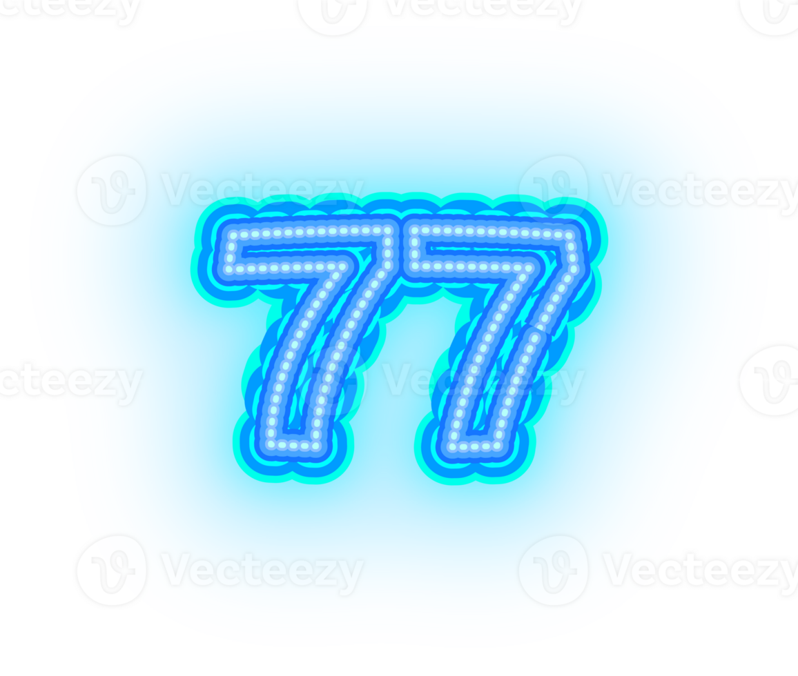 Blue Neon Numbers and Symbols png