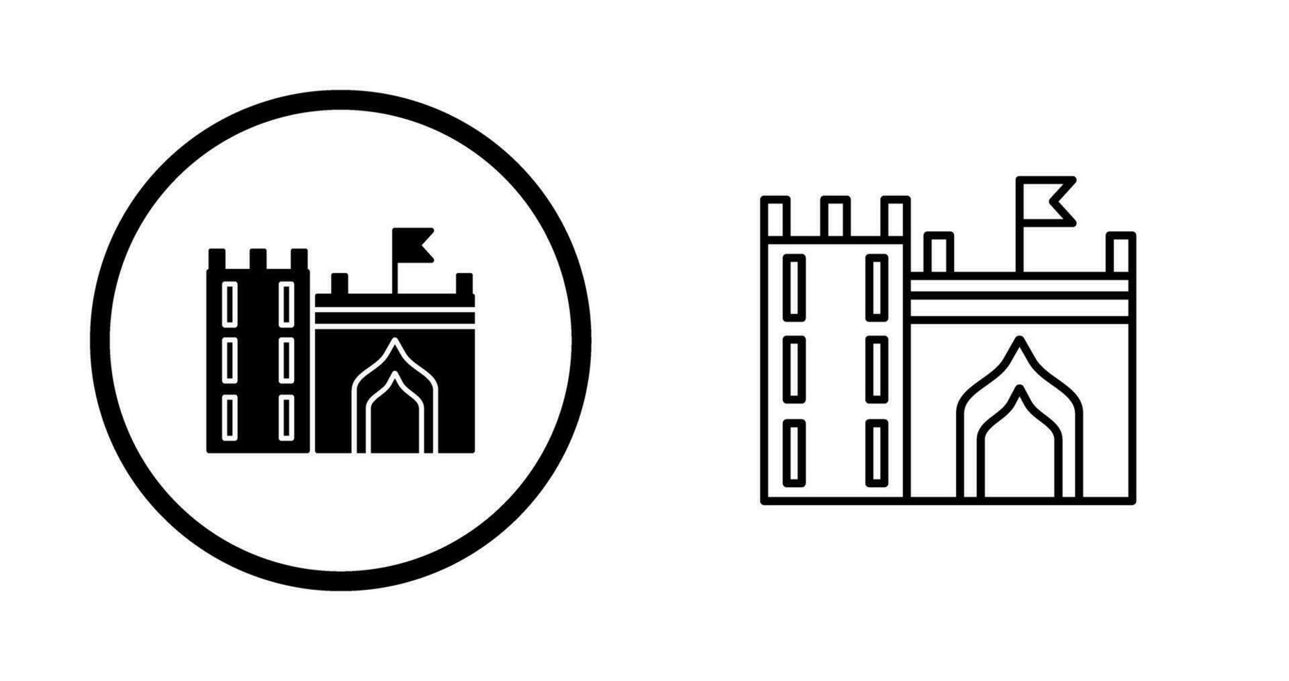 castillo con icono de vector de bandera