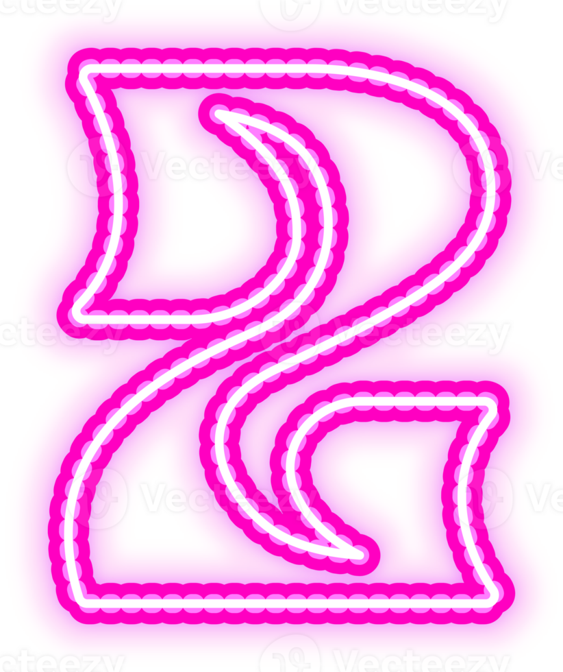Pink Neon Number 2 png