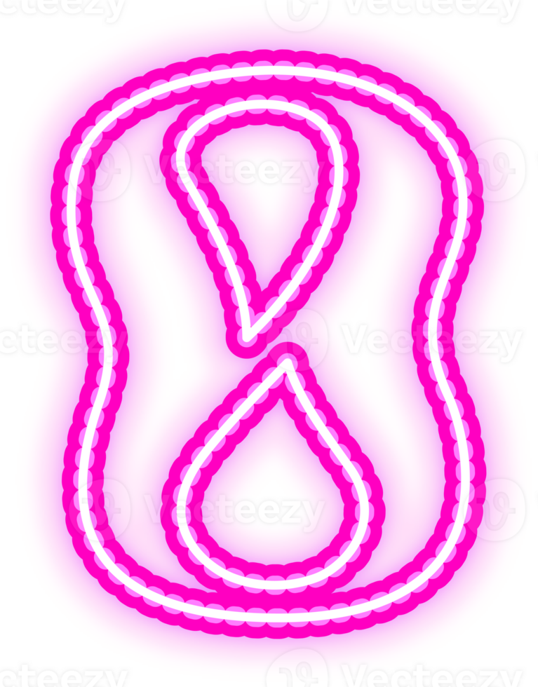 Pink Neon Number 8 png